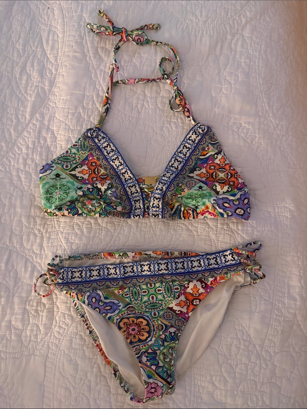 Nanette Lepore Multicolor Printed Bikini - Green, Blue, Purple, Orange